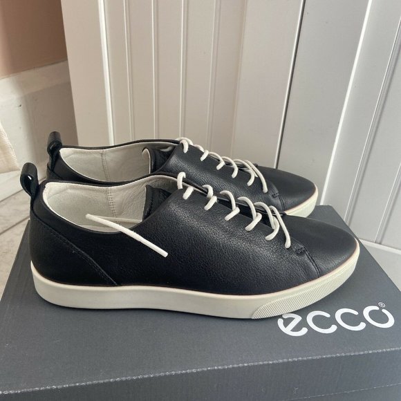Ecco Gillian Tie Womens Lace Up Sneakers Black Cow Leather EU 38 US 7 - 7.5 - Picture 3 of 7